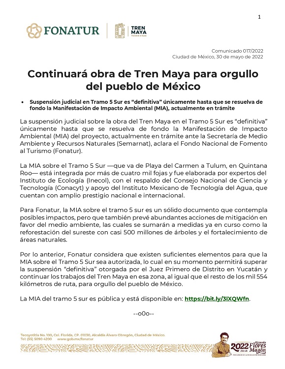 Concede Juez Suspensi N Definitiva Del Tren Maya El D A Oficial